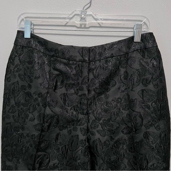Kate Spade Metallic Black Floral Jacquard Pants Size 8 - Picture 3 of 9